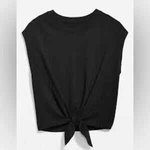 Old Navy Black Tie-Front Short Sleeve Top
